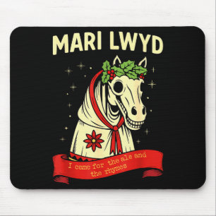Retro lustiger Folklore-Skelettpferd Mari Lwyd Yul Mousepad