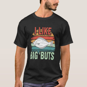 Retro lustiger Heilbutt-Fisch-Witz Angeln Outdoor- T-Shirt