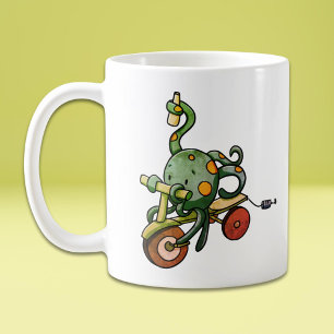 Retro Lustiger Oktopus Trinkend Kaffeetasse