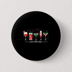 Retro Lustiger Santas Kleiner Helfer Martini Frohe Button