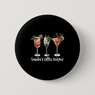 Retro Lustiger Santas Kleiner Helfer Martini Frohe Button