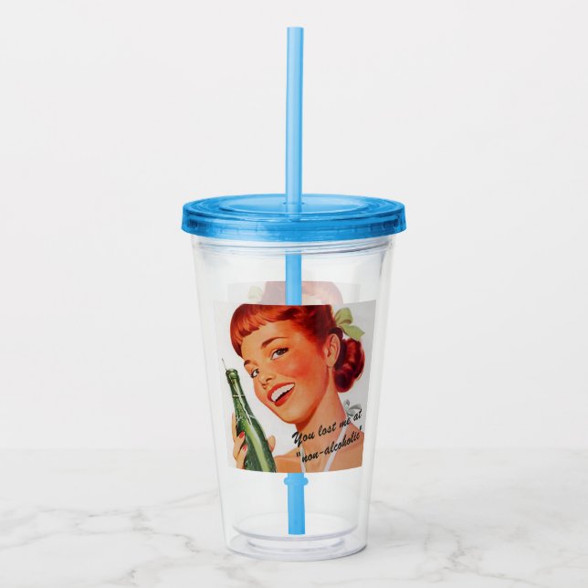Retro lustiger Soda-Anzeigen-Witz Acryltrinkbecher (Vorderseite)