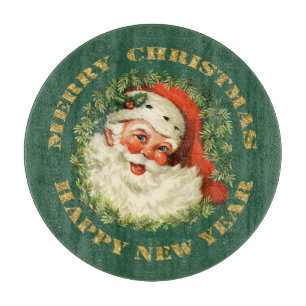 Retro lustiges altes Sankt- und Kranz-Weihnachten Schneidebrett