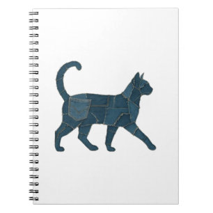 Retro Lustiges Denim-Patch Tier Katze T-Shirt Notizblock