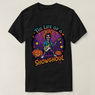 Retro-lustiges Skelett-Gitarre-Halloween-Design T-Shirt