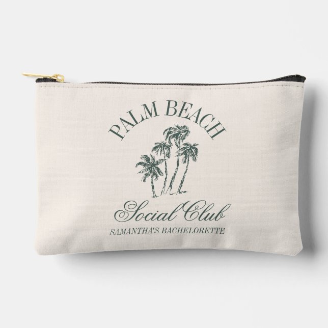 Retro Luxe Beach Social Club Logo Bachelorette Zubehörtasche (Vorderseite)