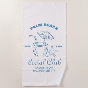 Retro Luxe Beach Social Club Logo Junggesellinnena Strandtuch