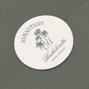 Retro Luxe Strand Junggesellinnenabschied Logo Pal Runder Aufkleber
