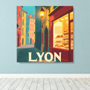 Retro Lyon: Französische Stadt Leinwanddruck