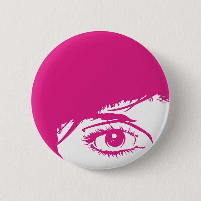 Retro Mädchen-Gesicht im Silhouette-Abzeichen Button (Vorderseite)