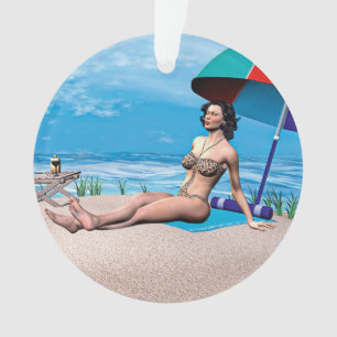Retro-Mädchen in der Sonne Ornament