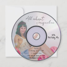Retro-Mädchen Musik-CD-Geburtstagseinladung