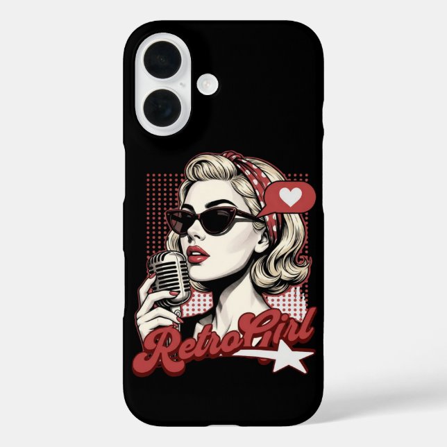 Retro-Mädchen Pop-Art-Sängerin iPhone 16 Hülle (Rückseite)