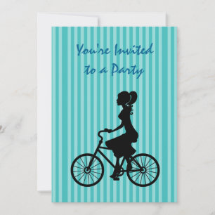 Retro-Mädchen-Radfahrer-Silhouette-Party Einladung
