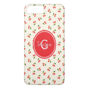 Retro Mädchen rote Kirschenmuster Monogramm iPhone 8 Plus/7 Plus Hülle