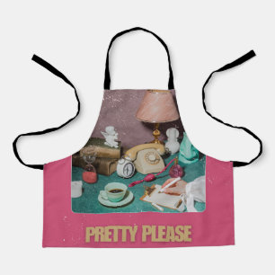 Retro-Mädchenhaftes „Pretty Please“-Druck   Helles Schürze
