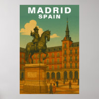 Retro Madrid, Spanien Historischer Stadtplatz