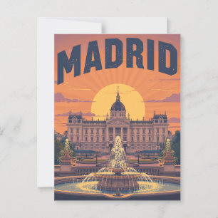 Retro Madrid Travel Postkarte