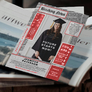 Retro-Magazincover Zeitungsstil-Abschlussfeier Einladung
