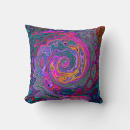 Retro Magenta, Grün und Orange Abstrakter Swirl Kissen
