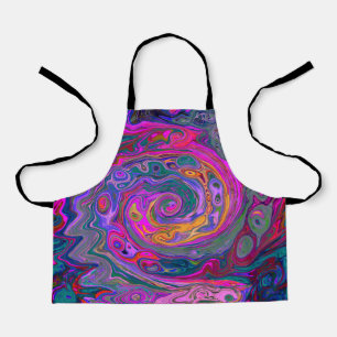 Retro Magenta, Grün und Orange Abstrakter Swirl Schürze