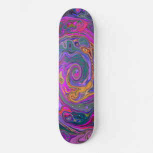 Retro Magenta, Grün und Orange Abstrakter Swirl Skateboard