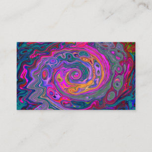 Retro Magenta, Grün und Orange Abstrakter Swirl Visitenkarte