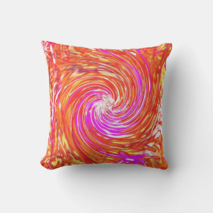 Retro Magenta und Herbstfarben Floral Swirl Kissen