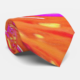 Retro Magenta und Herbstfarben Floral Swirl Krawatte