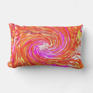 Retro Magenta und Herbstfarben Floral Swirl Lendenkissen