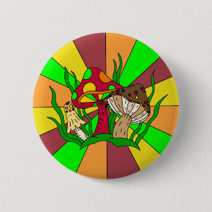 Retro Magic Mushrooms Button