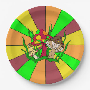 Retro Magic Mushrooms Pappteller