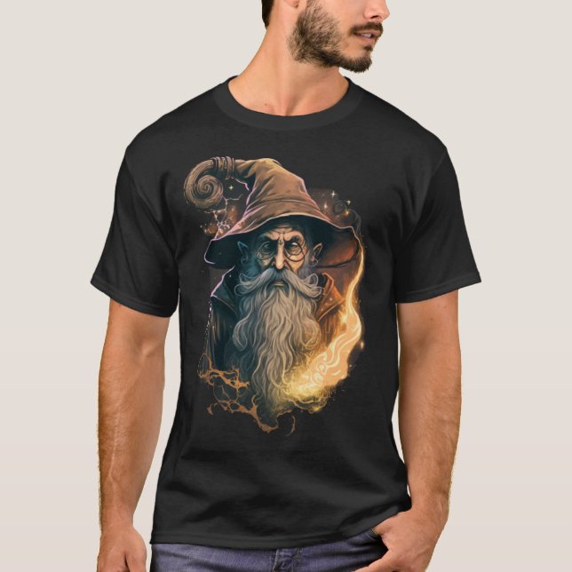 Retro Magical Wizard Fantasy T-Shirt (Vorderseite)