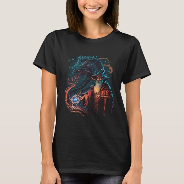 Retro Magical Wizard Fantasy T-Shirt (Vorderseite)