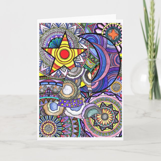 'Retro Magick' Design leere Grüße Karte (Vorderseite)