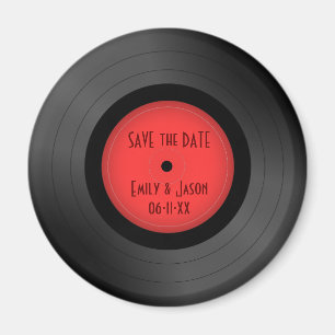 Retro Magnet der Vinylaufzeichnung Save the Date