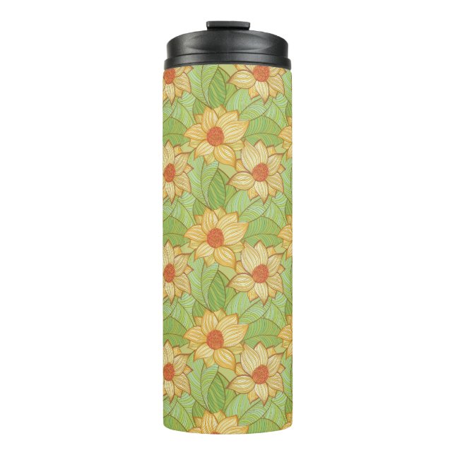 Retro-Magnolia-Muster Thermosbecher (Vorderseite)
