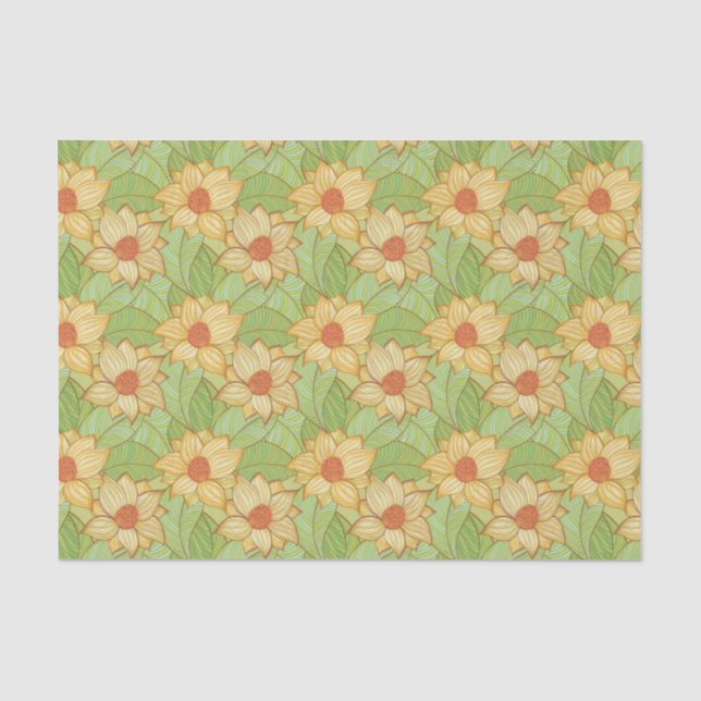 Retro Magnolien-Muster Seidenpapier (Vorderseite)