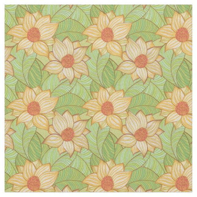 Retro Magnolien-Muster Stoff (Nahaufnahme)