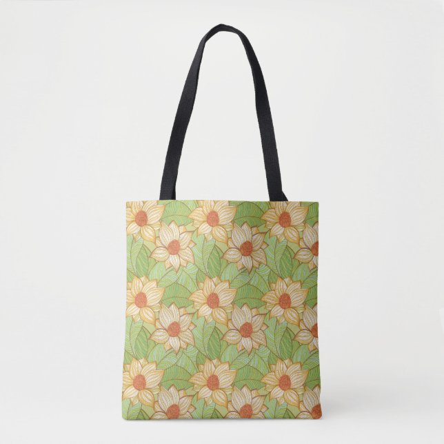Retro Magnolien-Muster Tasche (Vorderseite)