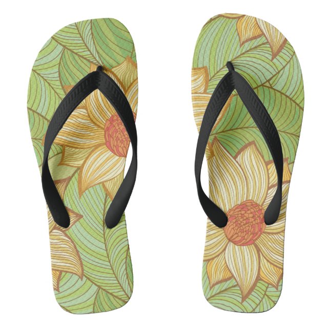 Retro-Magnolienmuster Flip Flops (Fußbett)
