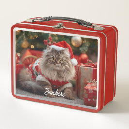 Retro Maine Coon Weihnachten Weihnachten Personali Metall Brotdose