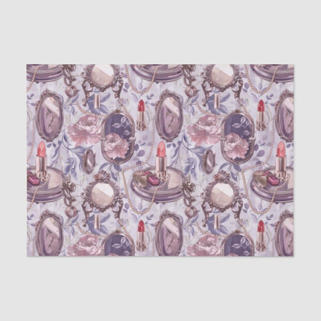 Retro Makeup Vanity Compact Mirror Decoupage Seidenpapier (Vorderseite)
