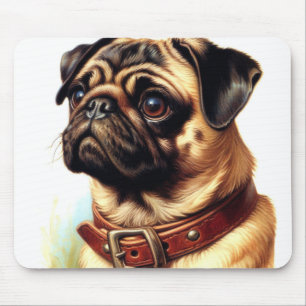 Retro-Malerei auf niedlichen Mops Mousepad