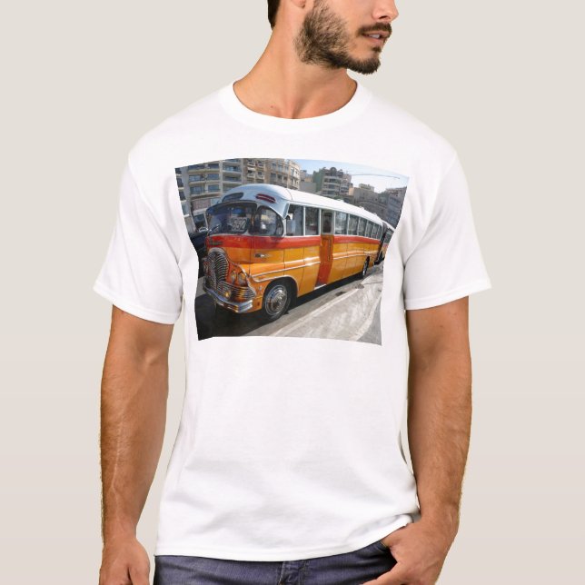 Retro Malta bus T-Shirt (Vorderseite)