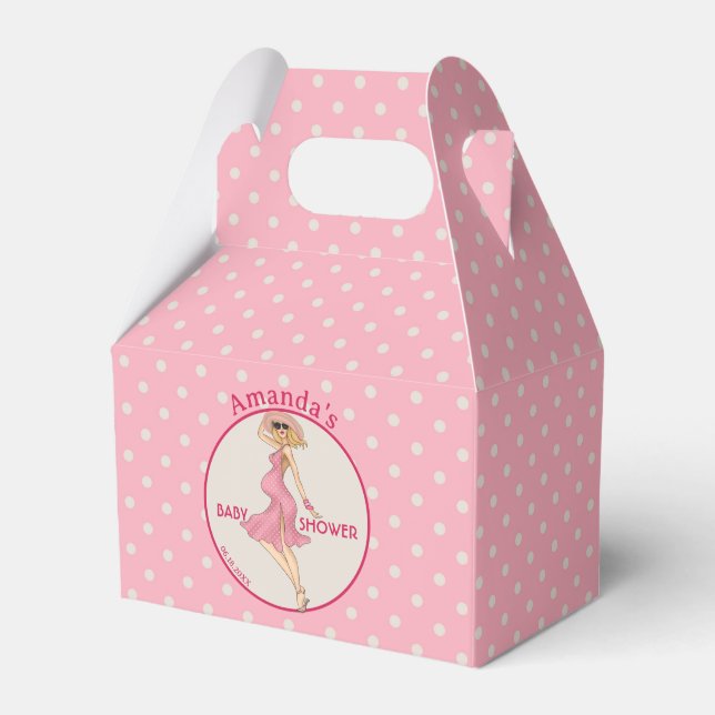 Retro Mama Blonde 2 Baby Dusche Party Geschenkschachtel (Vorderseite)