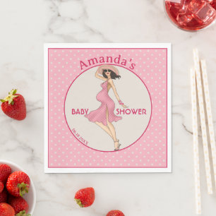 Retro Mama Brünett 2 Baby Dusche Party Serviette