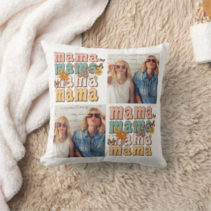 Retro Mama Foto Collage Custom Mother's Day Gesche Kissen