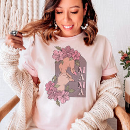Retro Mama Mother's Day Holding Hands Floral T-Shirt