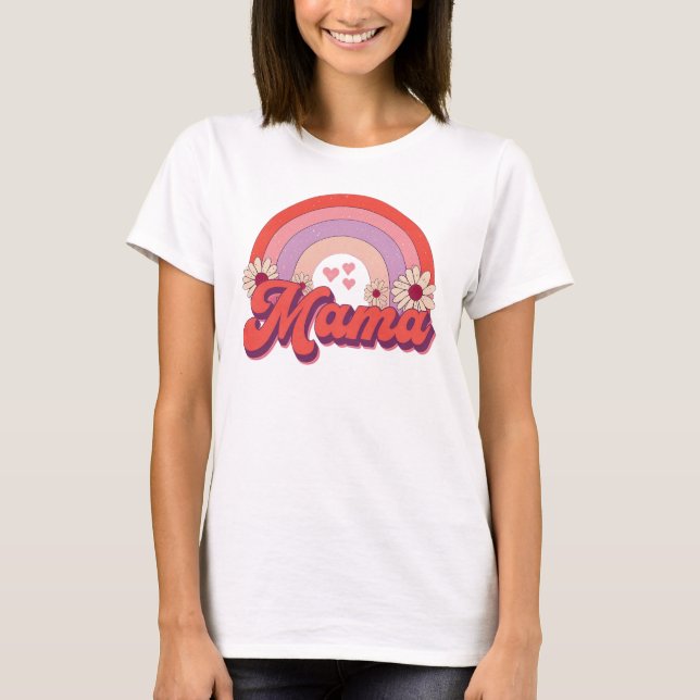 Retro Mama Rainbow T-Shirt (Vorderseite)